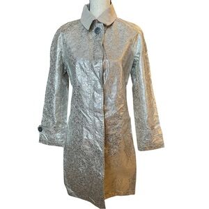 Y2K Metallic Silver Foil Trench Style Coat by Isaac Mizrahi for Target | Size S